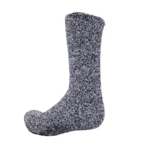 Image of FLOSO Mens Warm Slipper Socks With Rubber Non Slip Grip (7-11 UK) (Navy)