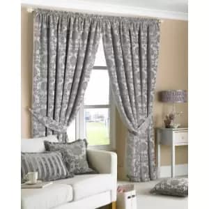 Image of Riva Home Hanover Pencil Pleat Curtains (66x72 (168x183cm)) (Silver)