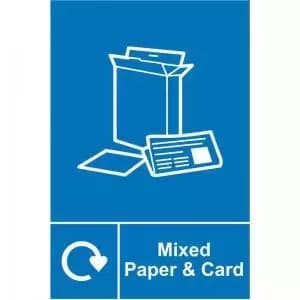 Image of Mixed Paper & Card Recycling’ Sign; Rigid 1mm PVC Board