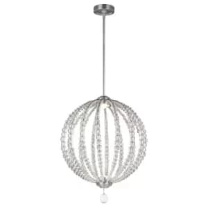 Image of 2 Bulb Ceiling Pendant Light Fitting Satin Nickel LED 8W Bulb