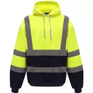 Image of Yoko Mens Hi Vis Reflective Hoodie (XL) (Hi Visibility Yellow/Admiral Navy)