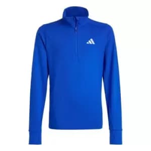 Image of adidas Running AEROREADY Half-Zip Long Sleeve Tee Kids - Lucid Blue / Reflective Silver