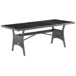 Image of Polyrattan Garden Table Takeo Grey 190x90x75cm WPC