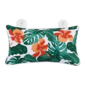 Image of Tropical Leaf Bath Pillow White, Green and Orange