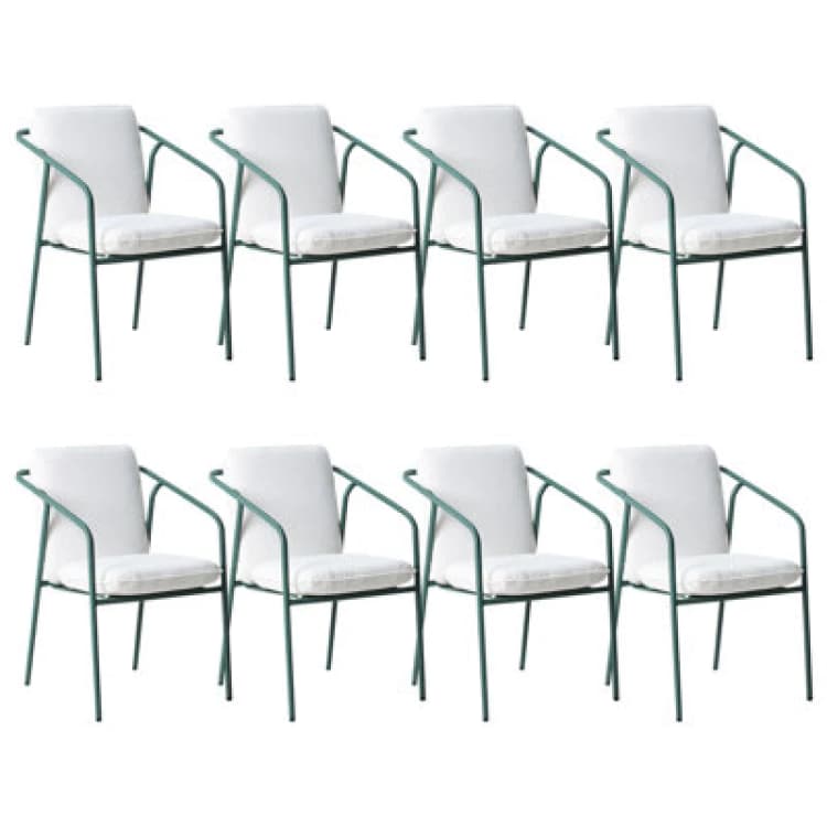 Image of Beliani Set Of 8 Garden Chairs With Cushions Asciano Metal Green