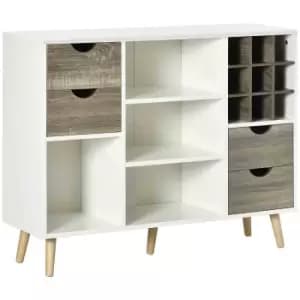Image of HOMCOM Kitchen Sideboard Storage Cabinet With Removable Wine Holder - Grey