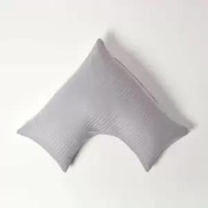 Image of Grey Egyptian Cotton Super Soft v Shaped Pillowcase 330 Thread Count - Grey - Grey - Homescapes