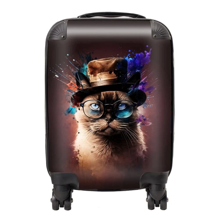 Image of Warren Reed - Designer Siamese Cat Face Splashart Suitcase Size: Large Multicolor Unisex Large