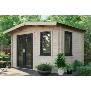 Image of Power Sheds 8 x 12ft Left Hand Door Apex Chalet Log Cabin