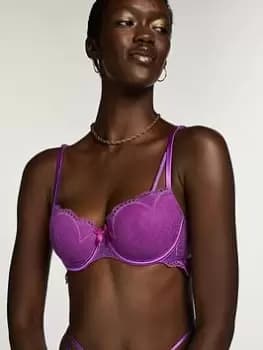 Image of Hunkemoller Fleur Padded Bra - Purple, Purple, Size 38D, Women
