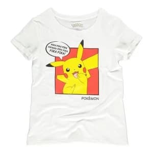 Image of Pokemon - Pika Pika Pika PopArt Female Large T-Shirt - White