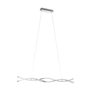 Image of Pendant Light Colour Chrome Shade White Plastic Bulb LED 3x13W Included