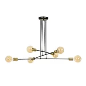 Image of Vesio Black Multi Arm Pendant Ceiling Light 6x E27