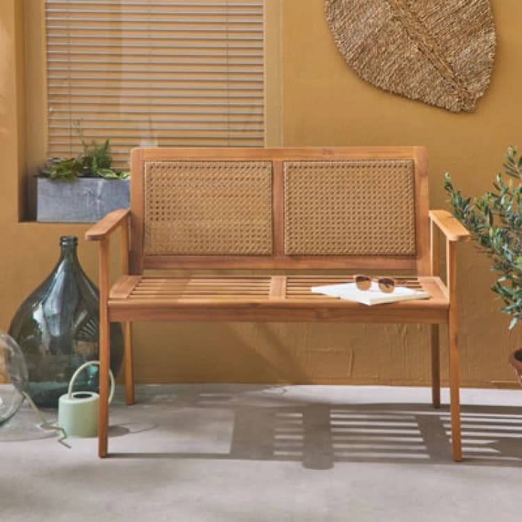 Image of sweeek 2-seater Wooden Bench Light Brown