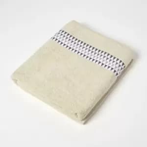 Image of HOMESCAPES Geometric 100% Cotton Bath Sheet, Beige - Beige