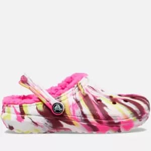 Image of Crocs Kids Marbled Faux Sherpa Lined Rubber Crocs - UK 2 Kids