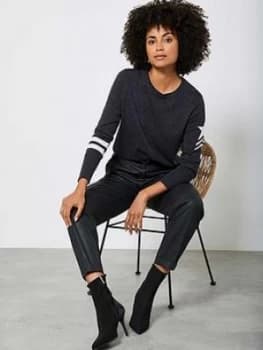 Image of Mint Velvet Military Long Sleeve Top - Charcoal Grey Size M Women