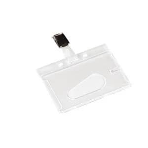 Image of Q-Connect Rigid Credit Card Sized Name Badge Holder and Clip Pack of