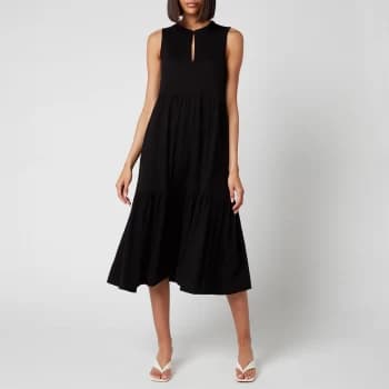 Image of Whistles Womens Tiered Jersey Dress - Black - UK 6