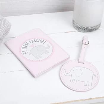 Image of Petit Cheri Passport Holder & Luggage Tag Set - Pink