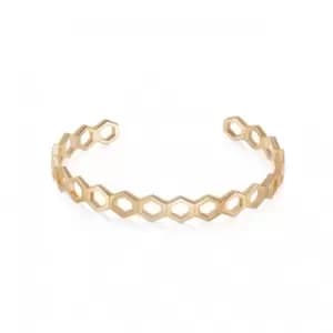 Image of Hexagon Palm Bangle 18ct Gold Plated Bracelet WB01_GP