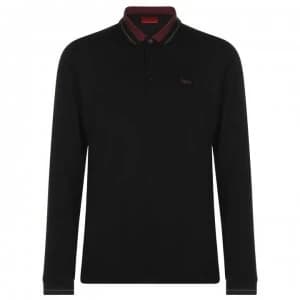 Image of Hugo Boss Donal 201 Long Sleeve Polo Shirt Black Size L Men