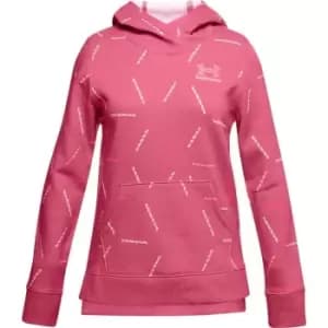 Image of Under Armour Rival Printed Hoodie Junior Girls - Pink