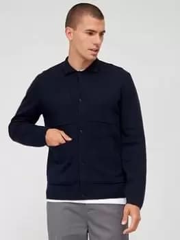 Image of Ted Baker Abbeyrd Knitted Overshirt - Navy, Size 3, Men