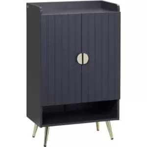 Image of HOMCOM Shoe Storage Cabinet with Beadboard Doors for 15 Pairs of Shoes, Grey - Grey