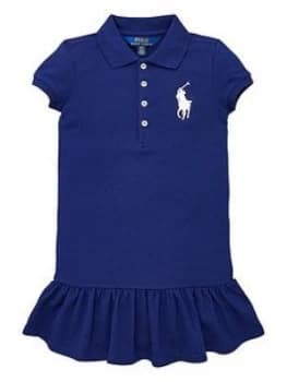 Image of Ralph Lauren Toddler Girls Big Pony Peplum Dress - Navy, Size 2 Years, Women