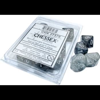 Image of Chessex Ten D10 Dice Set - Borealis Light Smoke/Silver