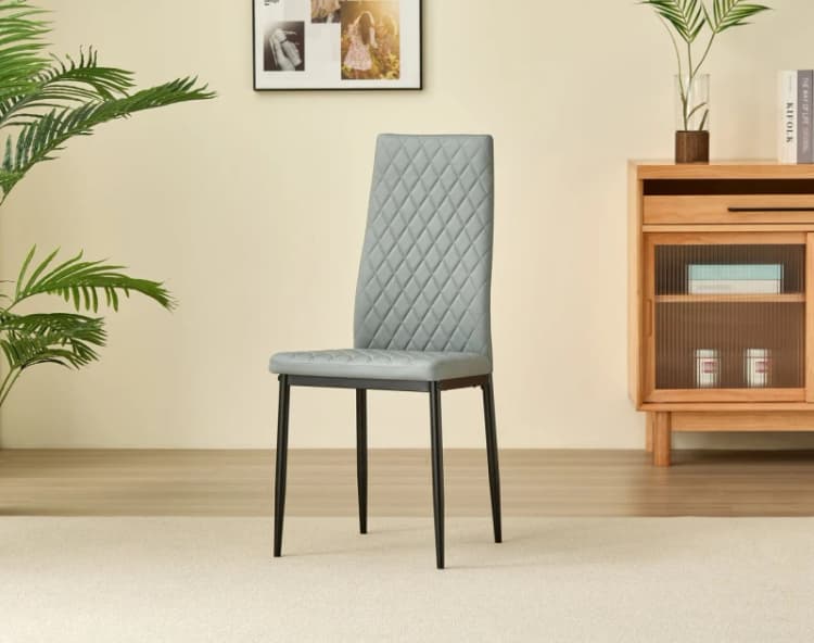Image of Outdoor Living Emily Leather Comfort Dining Chairs - Grey - Set of 4 Grey Unisex