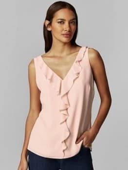 Image of Wallis Petite Ruffle Cami - Pale Pink, Blush, Size 8, Women