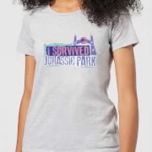 Image of Jurassic Park I Survived Jurassic Park Womens T-Shirt - Grey - M