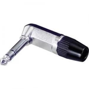 Image of 6.35mm audio jack Plug right angle Number of pins 3 Stereo Silver Black Rean AV NYS208
