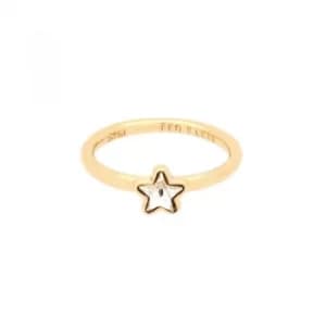 Image of Ted Baker Ladies Gold Plated Crystal Star Ring Size ML