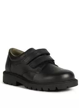 Image of Geox Shaylax Boys Velcro Double Strap School Shoe - Black, Size 12.5 Younger