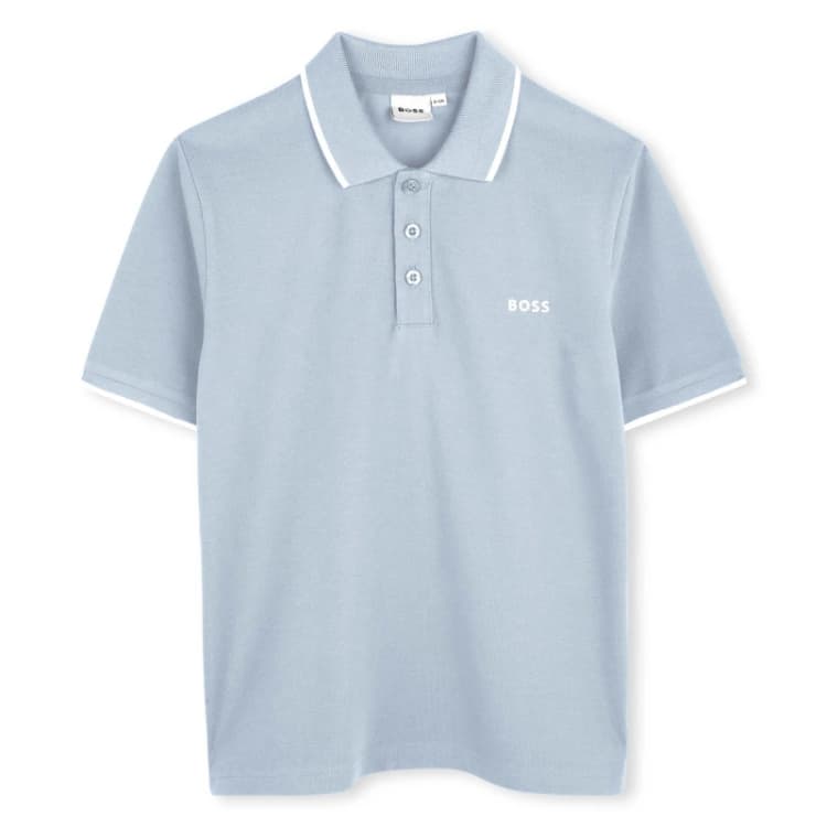 Image of Boss Kids Small Logo Polo Design Pale Blue male 6 Yrs