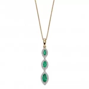 Image of 9ct Recolour Marquise 3 Drop Emerald Yellow Gold Pendant GP2240G