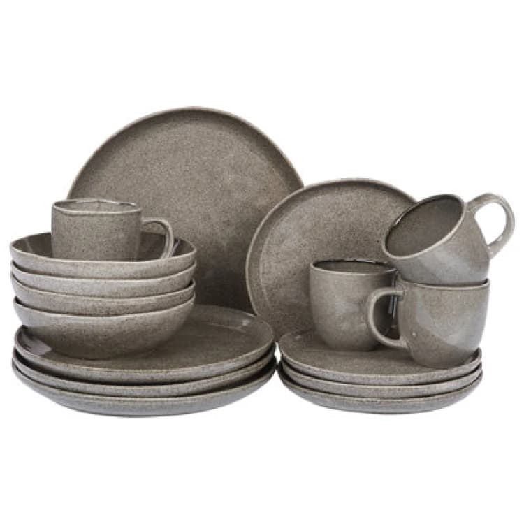 Image of Beliani Set Of 16 Dinnerware Costmary Stoneware Grey