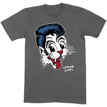 Image of Stray Cats - Big Blue Cat Unisex Large T-Shirt - Grey