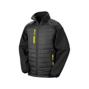 Image of Result Mens Black Compass Padded Soft Shell Jacket (XS) (Black/Yellow)
