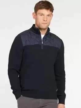 Image of Barbour Essential Diamond Quilt Half Zip - Navy, Size S, Men