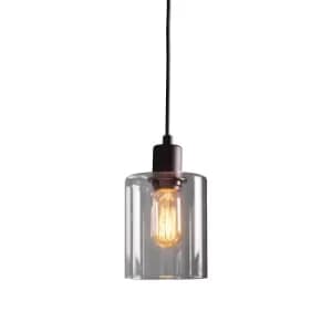 Image of Toledo Single Pendant Light Matt Black, Clear Glass