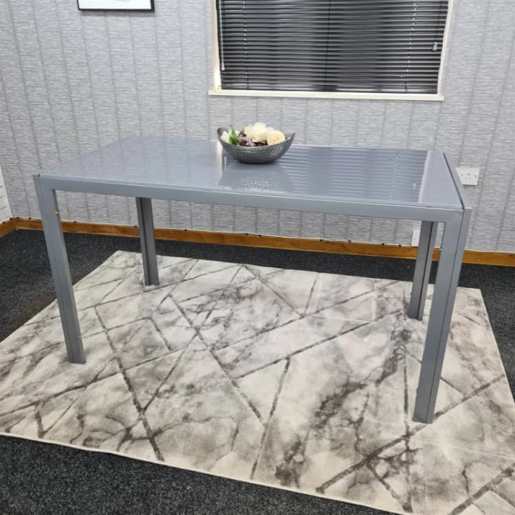 Image of KOSY KOALA Kosy Koala - Dining Table Grey Glass Kitchen Place for 6 Seats, Dining Table Only (Grey h 75 x l 134 x w 70 cm) All grey 134 table