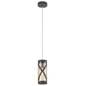 Image of 1 Light Ceiling Pendant E14, Matt Grey, Polished Chrome, Cognac - Luminosa Lighting