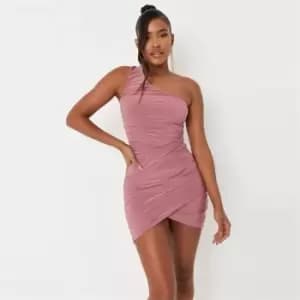 Image of Missguided Wrap One Shoulder Slinky Dress - Purple
