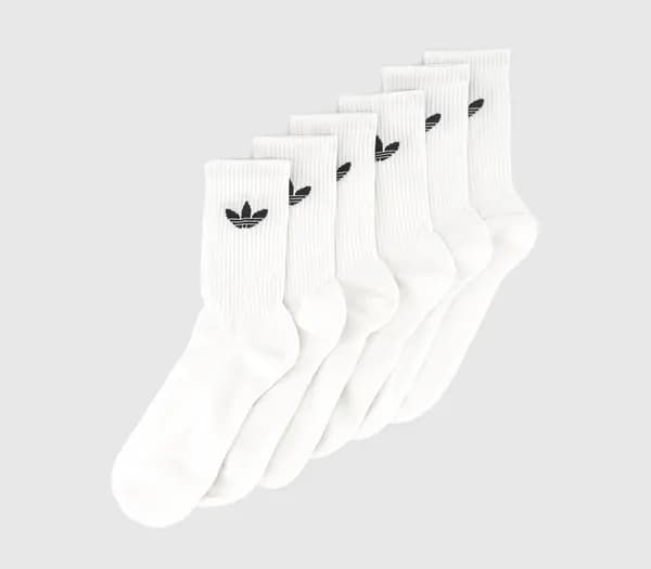 Image of Adidas Crew Socks 6 Pack White Black, M