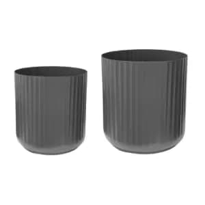 Image of Set of 2 Hudson Corrugated Planters Grey