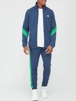 Image of adidas Cotton Tracksuit - Navy/Green Size M Men